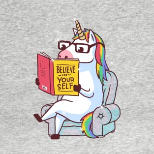 Believe in Yourself Unicorn Reading Book T-Shirt